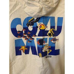 La Iguana Hoodie Full Zip Jacket Vtg 90 Cozumel Mexico Sz L White‎ Rare